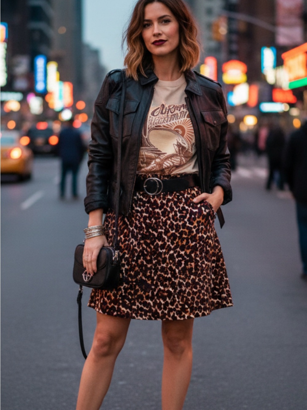 Merona Vintage Animal Print Skirt - Red, White, Brown